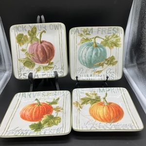Certified International Autumn Harvest Appetizer Plates. Set of 4.